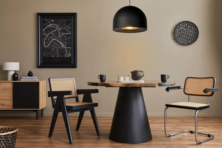 Lucide Premium AKRON - Suspension - Ø 50 cm - 1xE27 - Noir - ambiance 1
